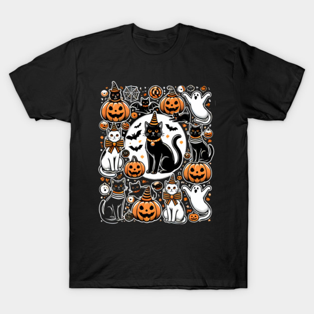 Spooky Halloween Cats, For Cat Lover T-Shirt by logiamerch