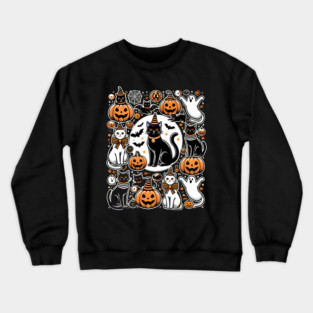 Spooky Halloween Cats, For Cat Lover Crewneck Sweatshirt