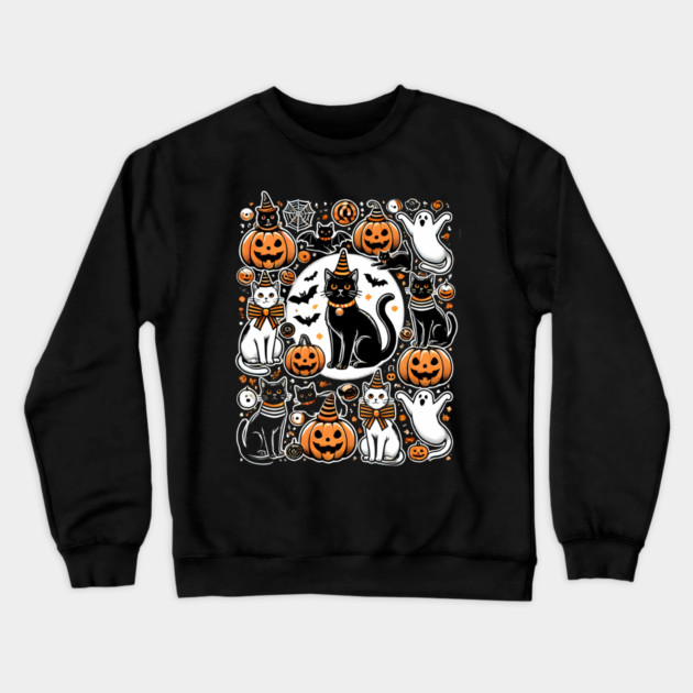 Spooky Halloween Cats, For Cat Lover Crewneck Sweatshirt by logiamerch