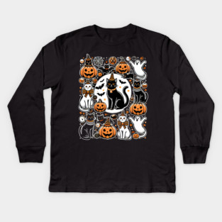 Spooky Halloween Cats, For Cat Lover Kids Long Sleeve T-Shirt