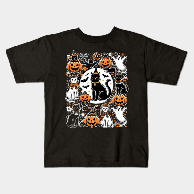 Spooky Halloween Cats, For Cat Lover Kids T-Shirt by logiamerch