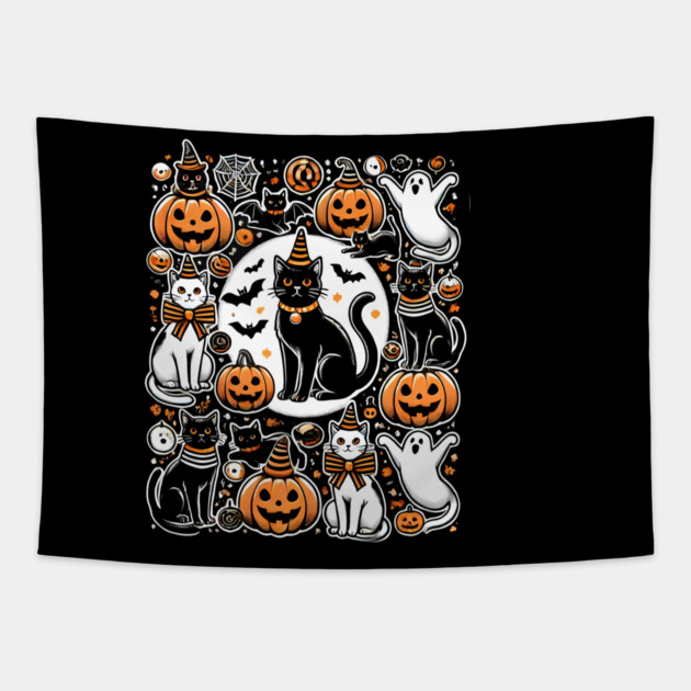 Spooky Halloween Cats, For Cat Lover Tapestry by logiamerch