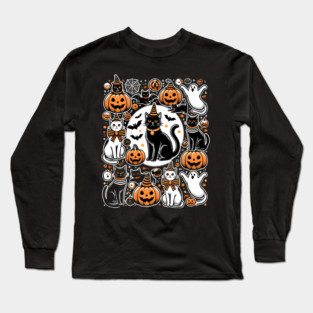 Spooky Halloween Cats, For Cat Lover Long Sleeve T-Shirt