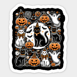 Spooky Halloween Cats, For Cat Lover Sticker