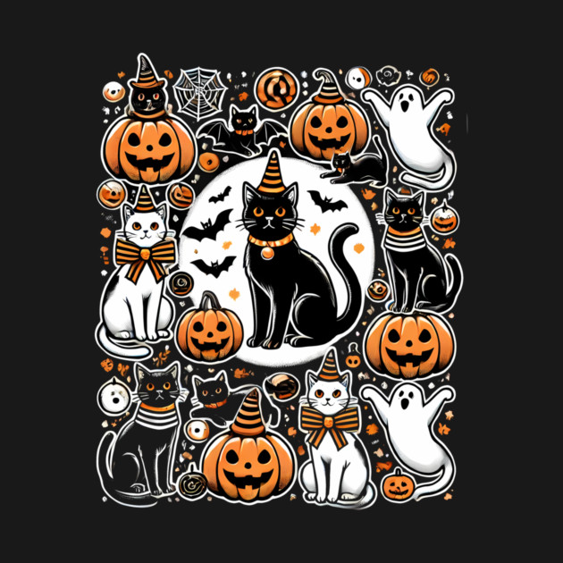 Spooky Halloween Cats, For Cat Lover by logiamerch