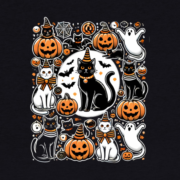 Spooky Halloween Cats, For Cat Lover by logiamerch