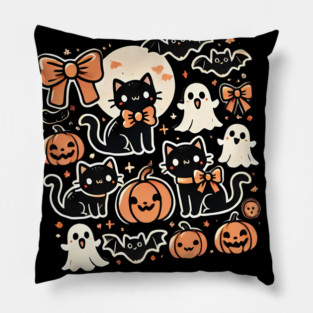 Spooky Halloween Cats, For Cat Lover Pillow