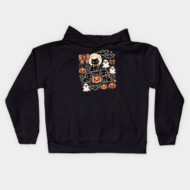 Spooky Halloween Cats, For Cat Lover Kids Hoodie by logiamerch