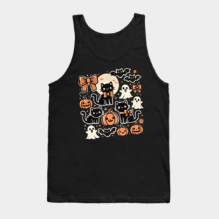 Spooky Halloween Cats, For Cat Lover Tank Top