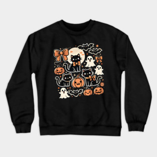 Spooky Halloween Cats, For Cat Lover Crewneck Sweatshirt