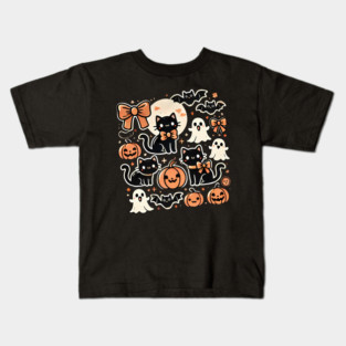 Spooky Halloween Cats, For Cat Lover Kids T-Shirt