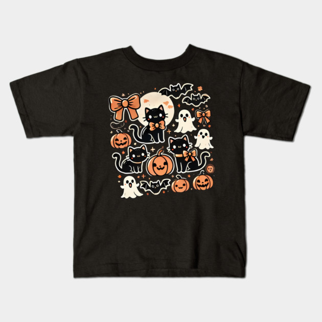 Spooky Halloween Cats, For Cat Lover Kids T-Shirt by logiamerch