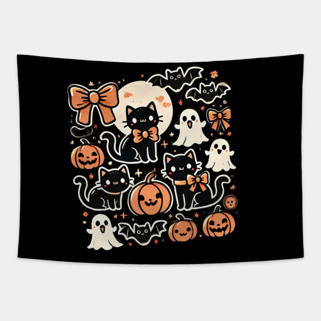 Spooky Halloween Cats, For Cat Lover Tapestry by logiamerch