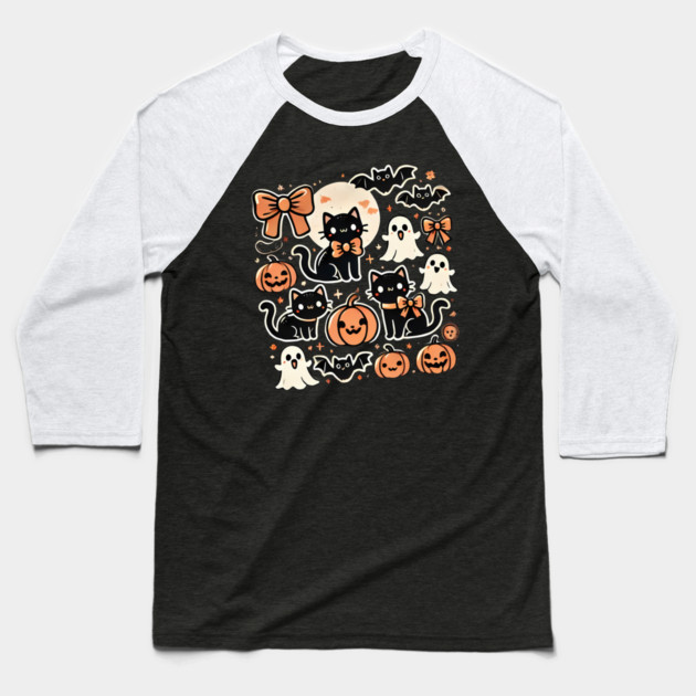 Spooky Halloween Cats, For Cat Lover Baseball T-Shirt by logiamerch