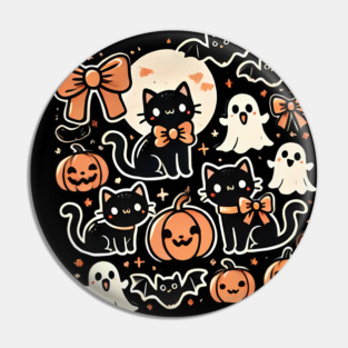 Spooky Halloween Cats, For Cat Lover Pin