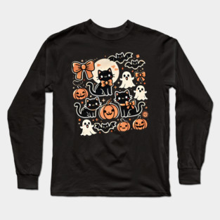 Spooky Halloween Cats, For Cat Lover Long Sleeve T-Shirt
