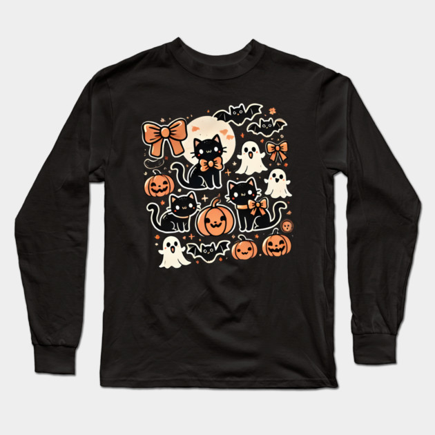 Spooky Halloween Cats, For Cat Lover Long Sleeve T-Shirt by logiamerch