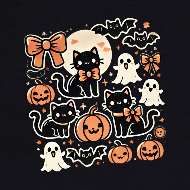 Spooky Halloween Cats, For Cat Lover by logiamerch