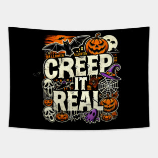 Funny Spooky Halloween Saying, Creep it Real Tapestry