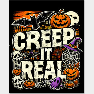 Funny Spooky Halloween Saying, Creep it Real Posters and Art