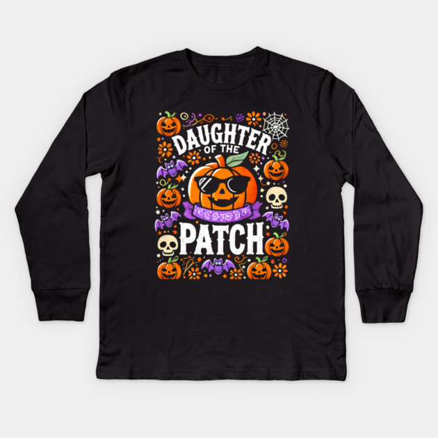 Funny Spooky Halloween, Daughter of the Patch Kids Long Sleeve T-Shirt by logiamerch