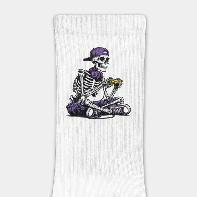 Halloween Skeleton Playing Video Games by JessArty