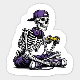Halloween Skeleton Playing Video Games Magnet