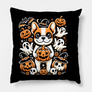 Funny Spooky Halloween, French Bulldog Pillow