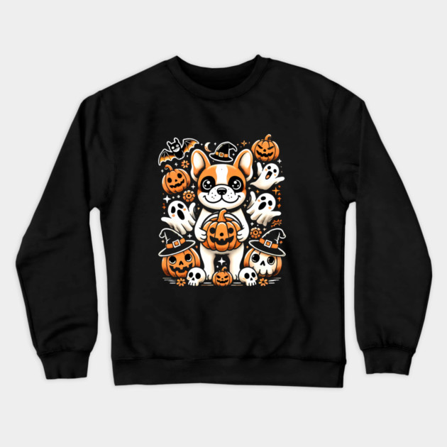 Funny Spooky Halloween, French Bulldog Crewneck Sweatshirt by logiamerch