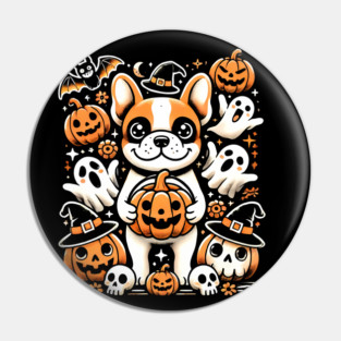 Funny Spooky Halloween, French Bulldog Pin