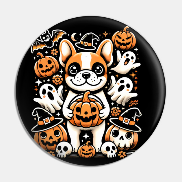 Funny Spooky Halloween, French Bulldog Pin by logiamerch