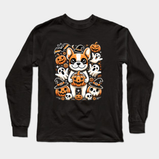 Funny Spooky Halloween, French Bulldog Long Sleeve T-Shirt