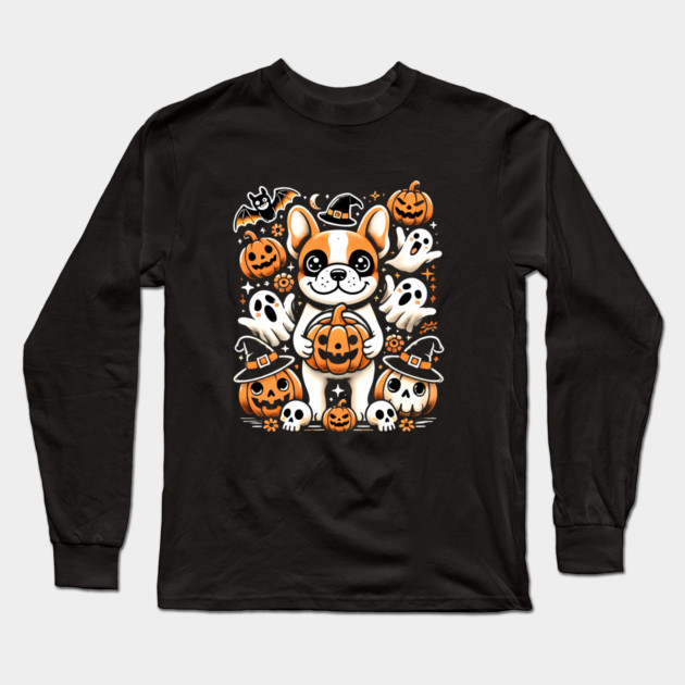 Funny Spooky Halloween, French Bulldog Long Sleeve T-Shirt by logiamerch