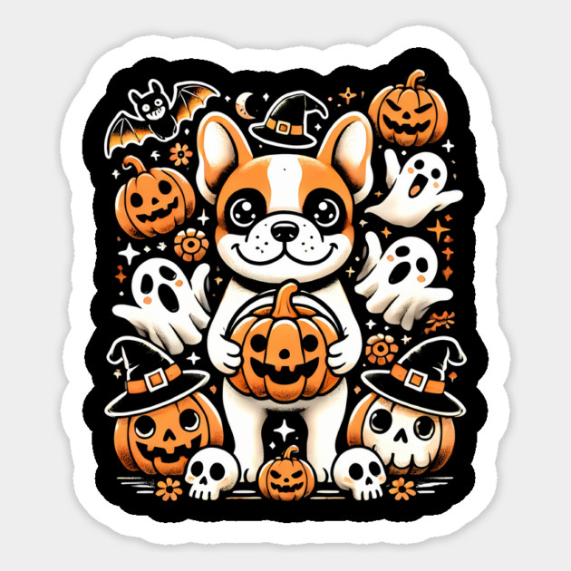 Funny Spooky Halloween, French Bulldog Sticker by logiamerch