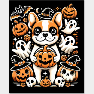 Funny Spooky Halloween, French Bulldog Posters and Art