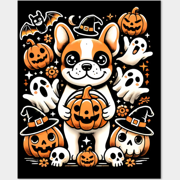 Funny Spooky Halloween, French Bulldog Wall Art by logiamerch