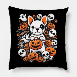 Funny Spooky Halloween, French Bulldog Pillow