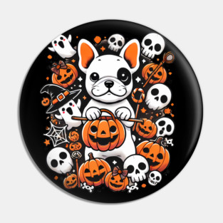 Funny Spooky Halloween, French Bulldog Pin