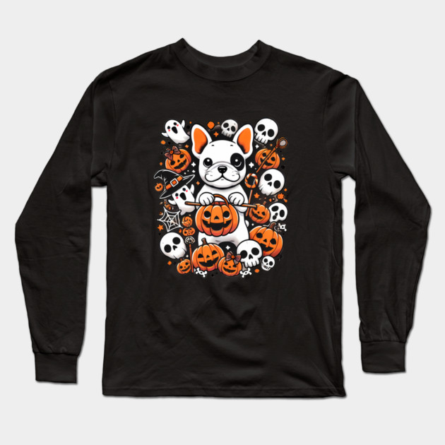 Funny Spooky Halloween, French Bulldog Long Sleeve T-Shirt by logiamerch