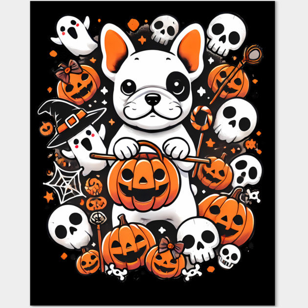 Funny Spooky Halloween, French Bulldog Wall Art by logiamerch