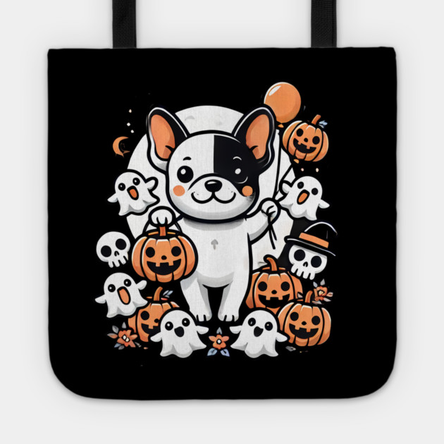 Funny Spooky Halloween, French Bulldog Tote by logiamerch
