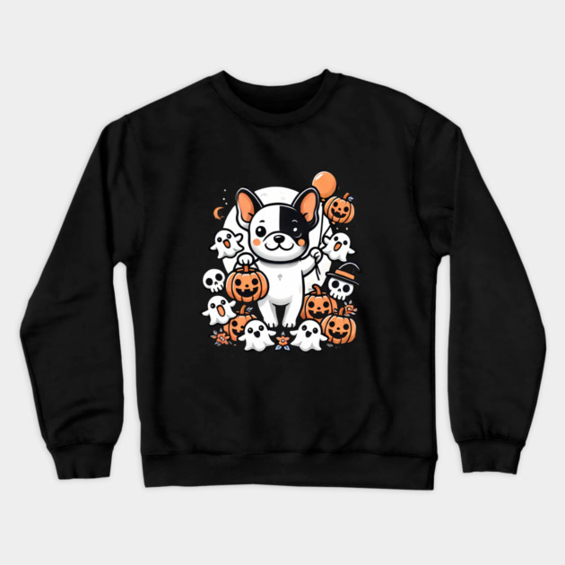Funny Spooky Halloween, French Bulldog Crewneck Sweatshirt by logiamerch