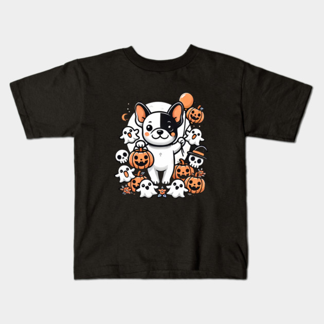 Funny Spooky Halloween, French Bulldog Kids T-Shirt by logiamerch
