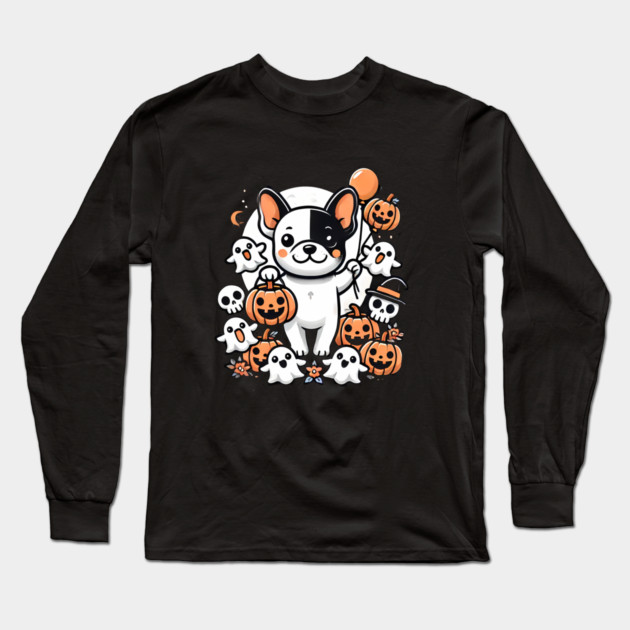 Funny Spooky Halloween, French Bulldog Long Sleeve T-Shirt by logiamerch