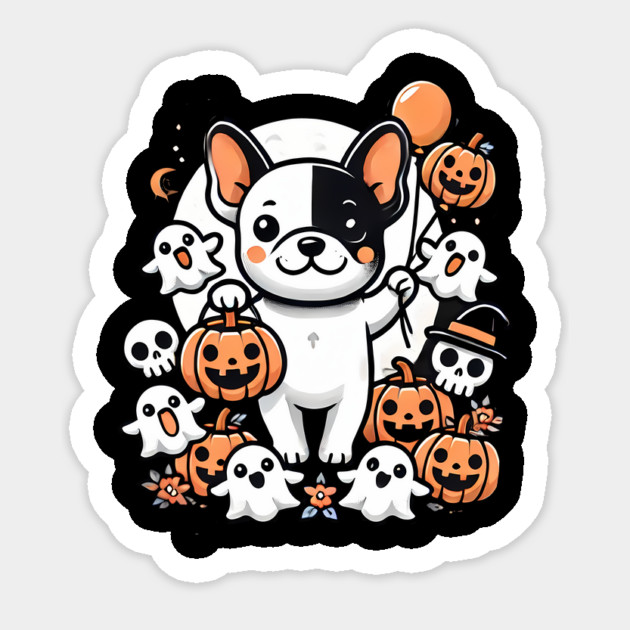 Funny Spooky Halloween, French Bulldog Sticker by logiamerch