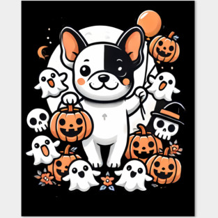 Funny Spooky Halloween, French Bulldog Posters and Art