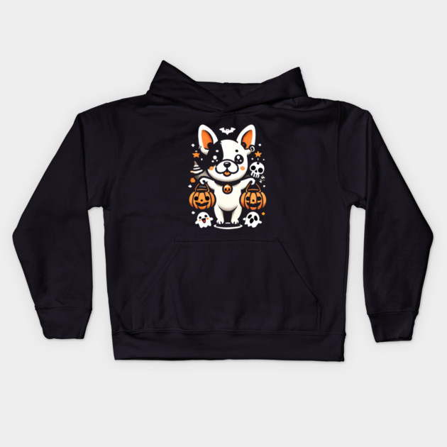 Funny Spooky Halloween, French Bulldog Kids Hoodie by logiamerch