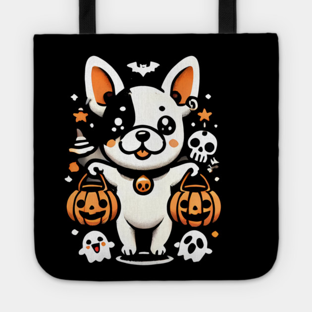 Funny Spooky Halloween, French Bulldog Tote by logiamerch