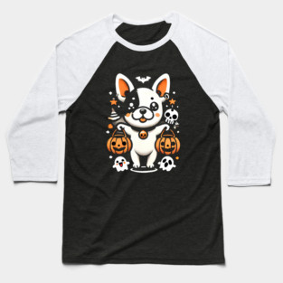 Funny Spooky Halloween, French Bulldog Baseball T-Shirt