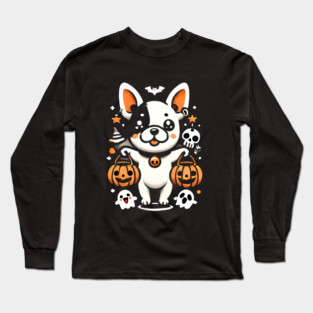 Funny Spooky Halloween, French Bulldog Long Sleeve T-Shirt